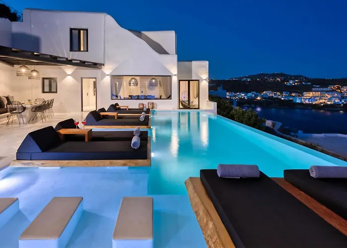 Magnificent Mykonos Rikei 5 Bedrooms Unique Aegean Sea Views فيلة *